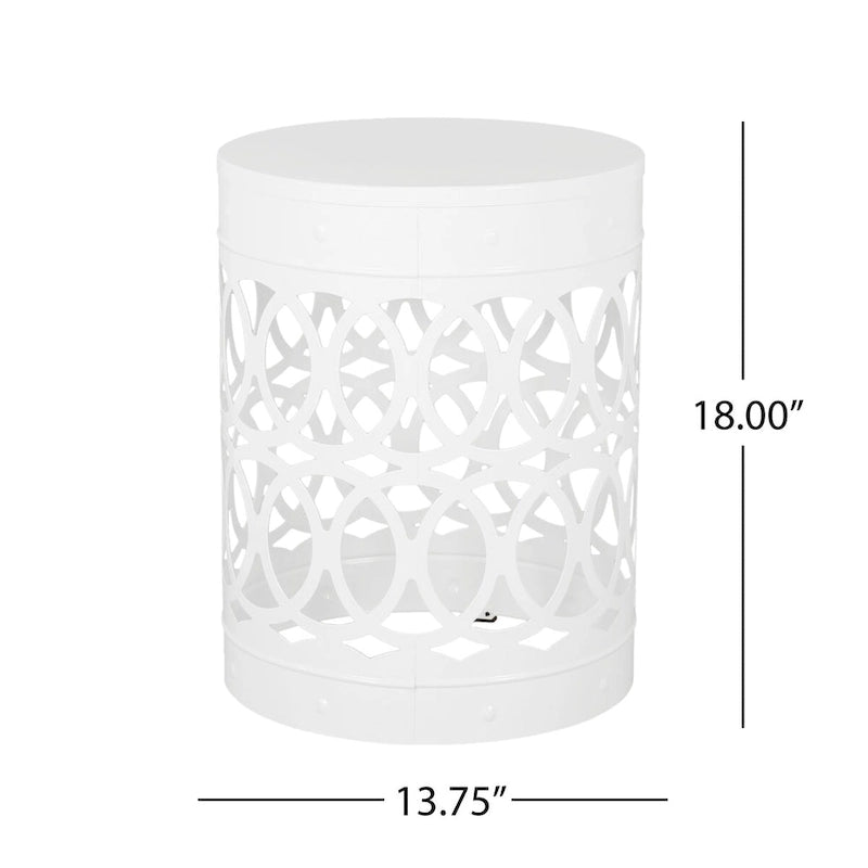 Metal End Table Outdoor Lace Cut Iron Side Table by Christopher Knight Home