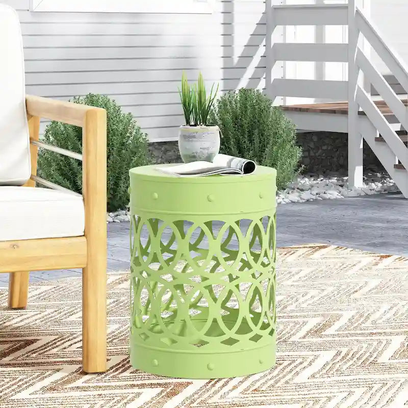 Metal End Table Outdoor Lace Cut Iron Side Table by Christopher Knight Home