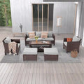 LIVOOSUN 6Pcs Patio Brown Rattan Outdoor Furniture Sofa Set with Coffee Table