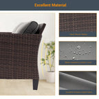 LIVOOSUN 6Pcs Patio Brown Rattan Outdoor Furniture Sofa Set with Coffee Table