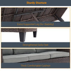 LIVOOSUN 6Pcs Patio Brown Rattan Outdoor Furniture Sofa Set with Coffee Table