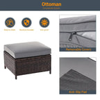 LIVOOSUN 6Pcs Patio Brown Rattan Outdoor Furniture Sofa Set with Coffee Table