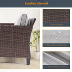 LIVOOSUN 6Pcs Patio Brown Rattan Outdoor Furniture Sofa Set with Coffee Table