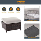 LIVOOSUN 6Pcs Patio Brown Rattan Outdoor Furniture Sofa Set with Coffee Table