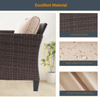 LIVOOSUN 6Pcs Patio Brown Rattan Outdoor Furniture Sofa Set with Coffee Table