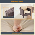 LIVOOSUN 6Pcs Patio Brown Rattan Outdoor Furniture Sofa Set with Coffee Table