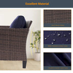 LIVOOSUN 6Pcs Patio Brown Rattan Outdoor Furniture Sofa Set with Coffee Table