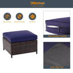 LIVOOSUN 6Pcs Patio Brown Rattan Outdoor Furniture Sofa Set with Coffee Table