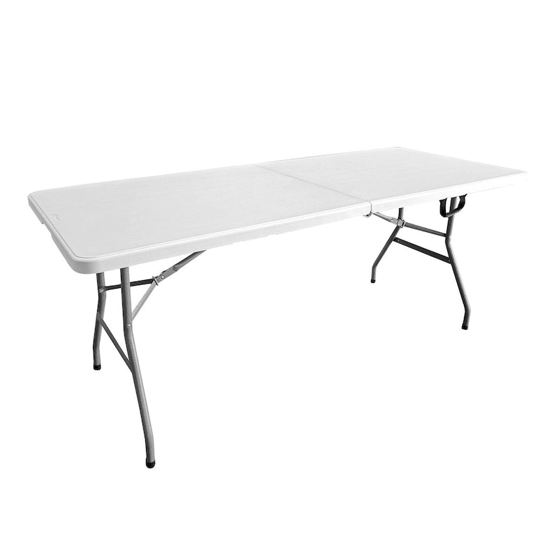 Indoor Outdoor Granite White Adjustable Height Folding Table with Easy-Carry Handle