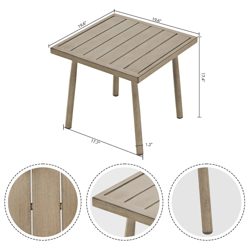 5-Piece Aluminum Patio Conversation Set with End Table and Cushions
