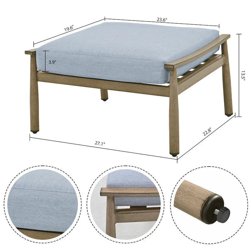 5-Piece Aluminum Patio Conversation Set with End Table and Cushions