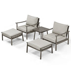 5-Piece Aluminum Patio Conversation Set with End Table and Cushions