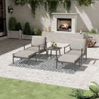 5-Piece Aluminum Patio Conversation Set with End Table and Cushions