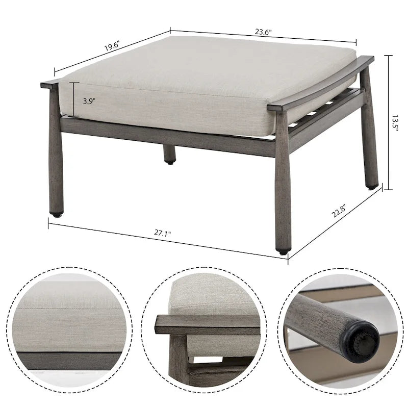 5-Piece Aluminum Patio Conversation Set with End Table and Cushions