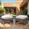 2 Pieces Outdoor Patio Ottoman - Brown