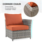 HOOOWOOO 13-piece Grey Wicker Patio Furniture Outdoor Sectional Set with Fire Pit