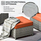 HOOOWOOO 13-piece Grey Wicker Patio Furniture Outdoor Sectional Set with Fire Pit