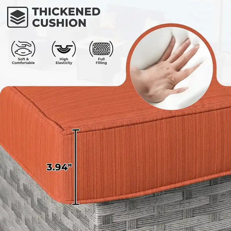 HOOOWOOO 13-piece Grey Wicker Patio Furniture Outdoor Sectional Set with Fire Pit