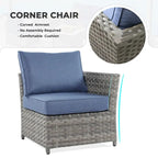 HOOOWOOO 13-piece Grey Wicker Patio Furniture Outdoor Sectional Set with Fire Pit