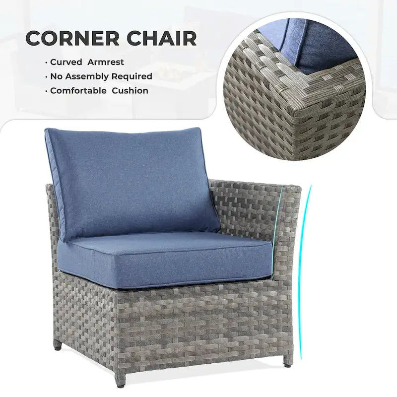 HOOOWOOO 13-piece Grey Wicker Patio Furniture Outdoor Sectional Set with Fire Pit