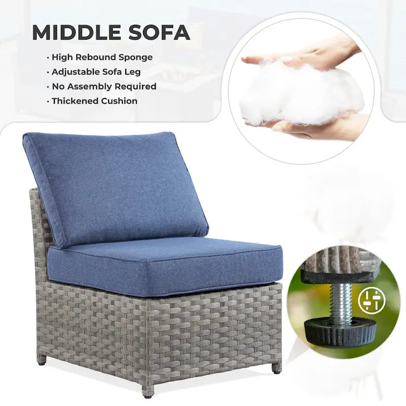 HOOOWOOO 13-piece Grey Wicker Patio Furniture Outdoor Sectional Set with Fire Pit