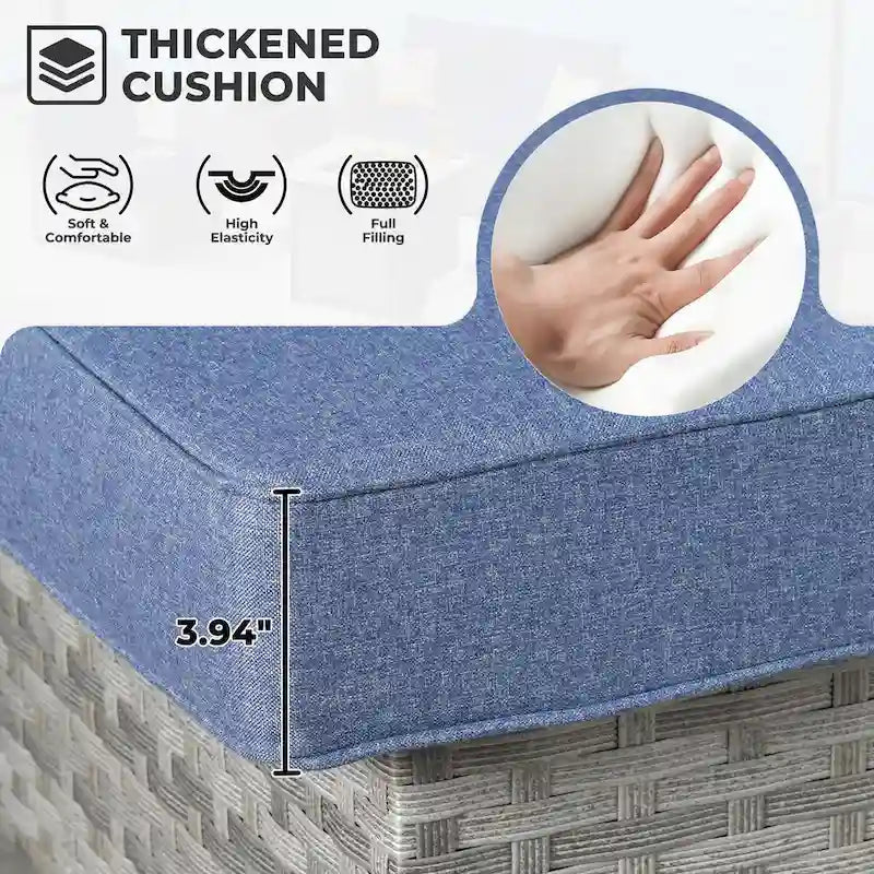 HOOOWOOO 13-piece Grey Wicker Patio Furniture Outdoor Sectional Set with Fire Pit