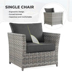 HOOOWOOO 13-piece Grey Wicker Patio Furniture Outdoor Sectional Set with Fire Pit