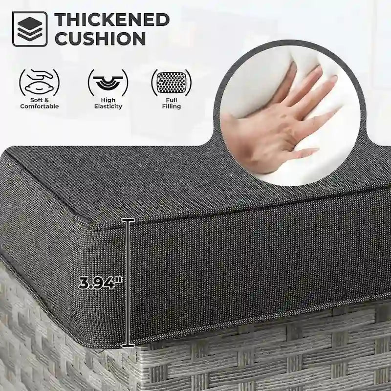 HOOOWOOO 13-piece Grey Wicker Patio Furniture Outdoor Sectional Set with Fire Pit