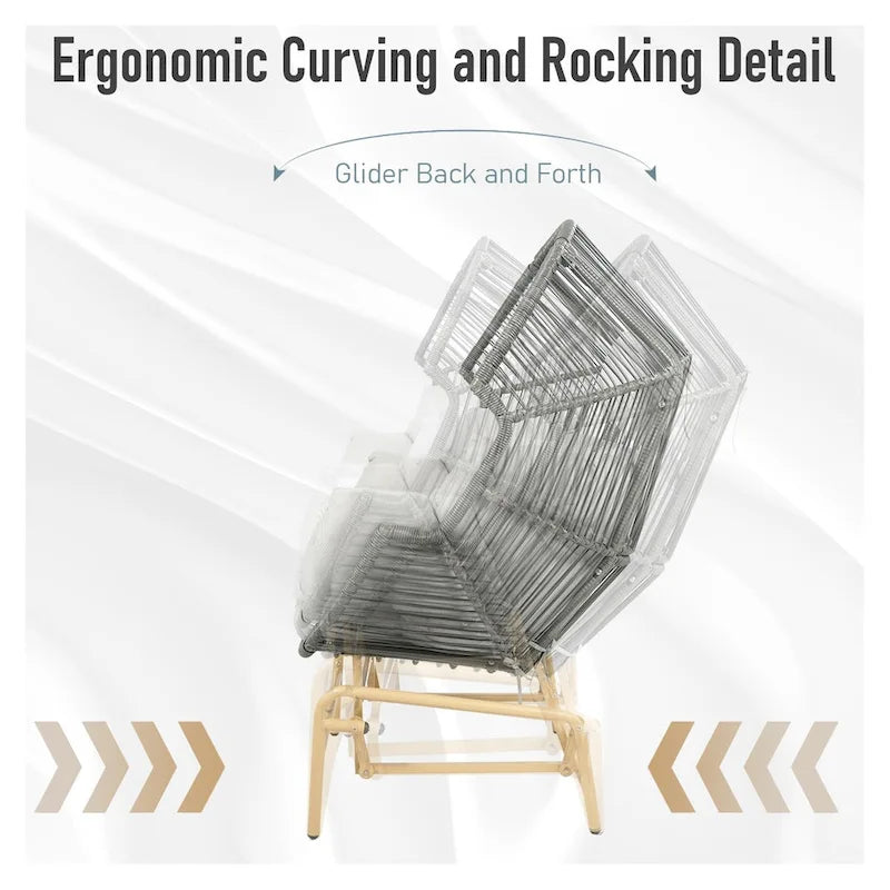 PE Wicker Rocking Glider Egg Chair - Dark Grey