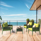 4-Piece Rope Outdoor Patio Furniture Set, Patio Conversation Set - 1Loveseat&1Table&2Chairs