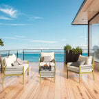 4-Piece Rope Outdoor Patio Furniture Set, Patio Conversation Set - 1Loveseat&1Table&2Chairs