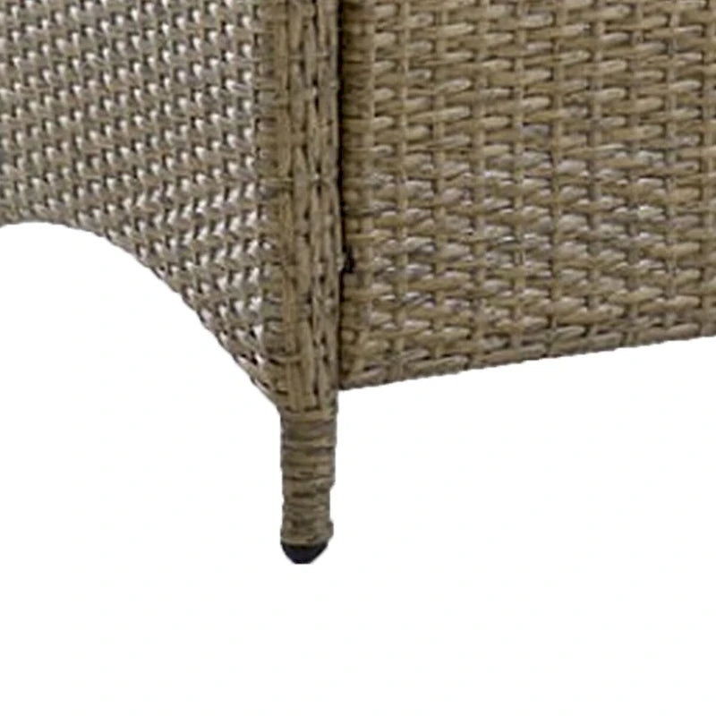 Ankia 21 Inch Outdoor Square Ottoman, Set of 2, Beige Fabric, Faux Wicker