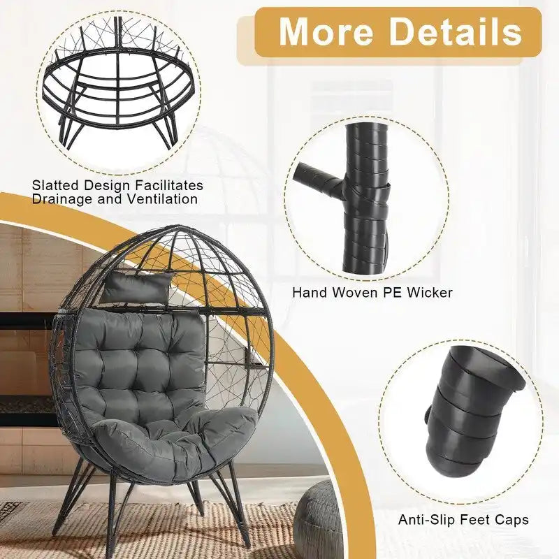 Outdoor Wicker Egg Chair with Cushion