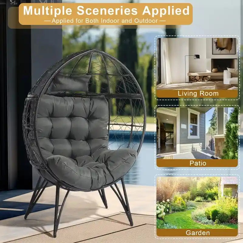 Outdoor Wicker Egg Chair with Cushion