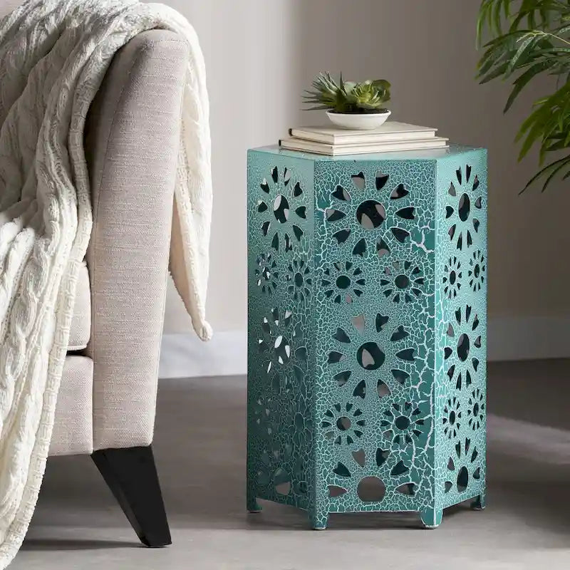 Side Table Outdoor 14-inch Floral Side Table by Christopher Knight Home