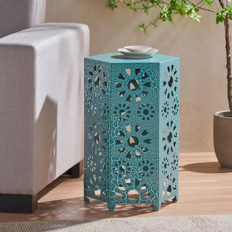 Side Table Outdoor 14-inch Floral Side Table by Christopher Knight Home
