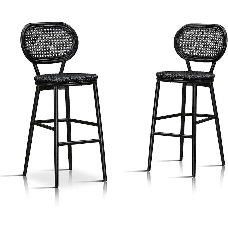PURPLE LEAF Counter Height Bar Stools Set of 2 Patio Rattan Barstools Modern Aluminum Stools