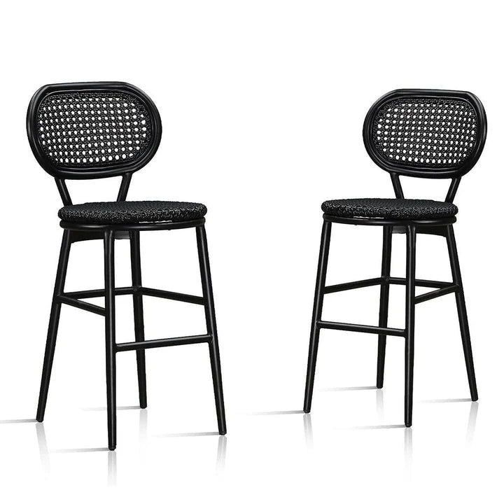 PURPLE LEAF Counter Height Bar Stools Set of 2 Patio Rattan Barstools Modern Aluminum Stools