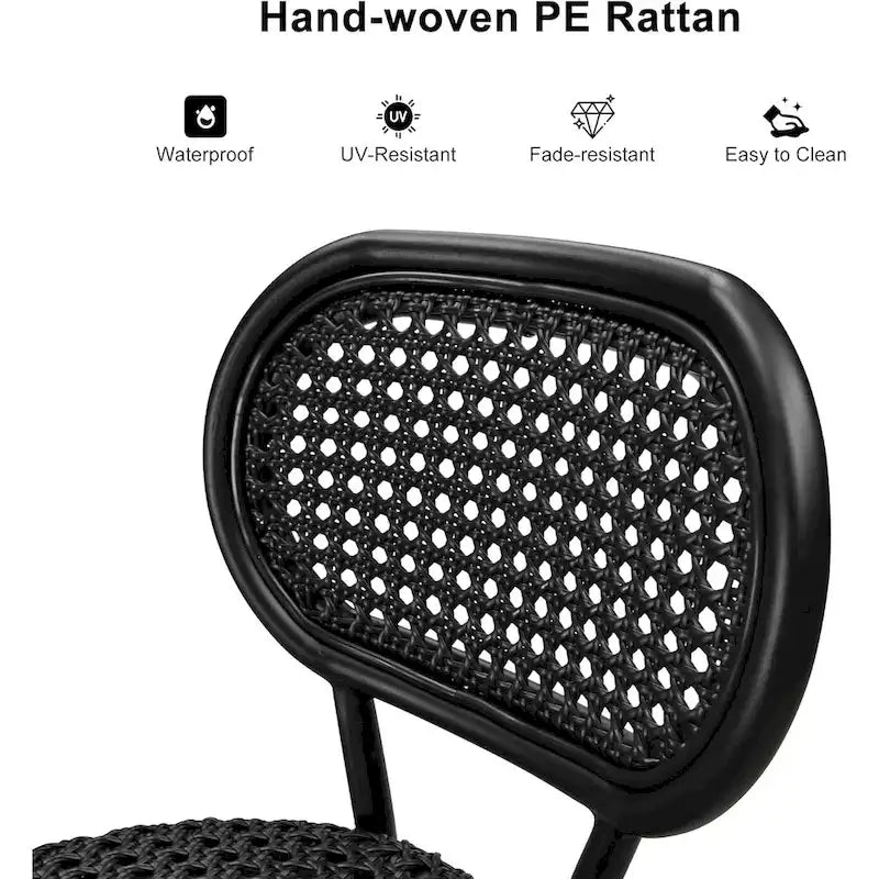 PURPLE LEAF Counter Height Bar Stools Set of 2 Patio Rattan Barstools Modern Aluminum Stools