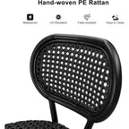 PURPLE LEAF Counter Height Bar Stools Set of 2 Patio Rattan Barstools Modern Aluminum Stools