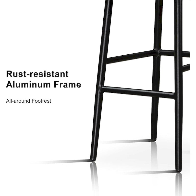 PURPLE LEAF Counter Height Bar Stools Set of 2 Patio Rattan Barstools Modern Aluminum Stools