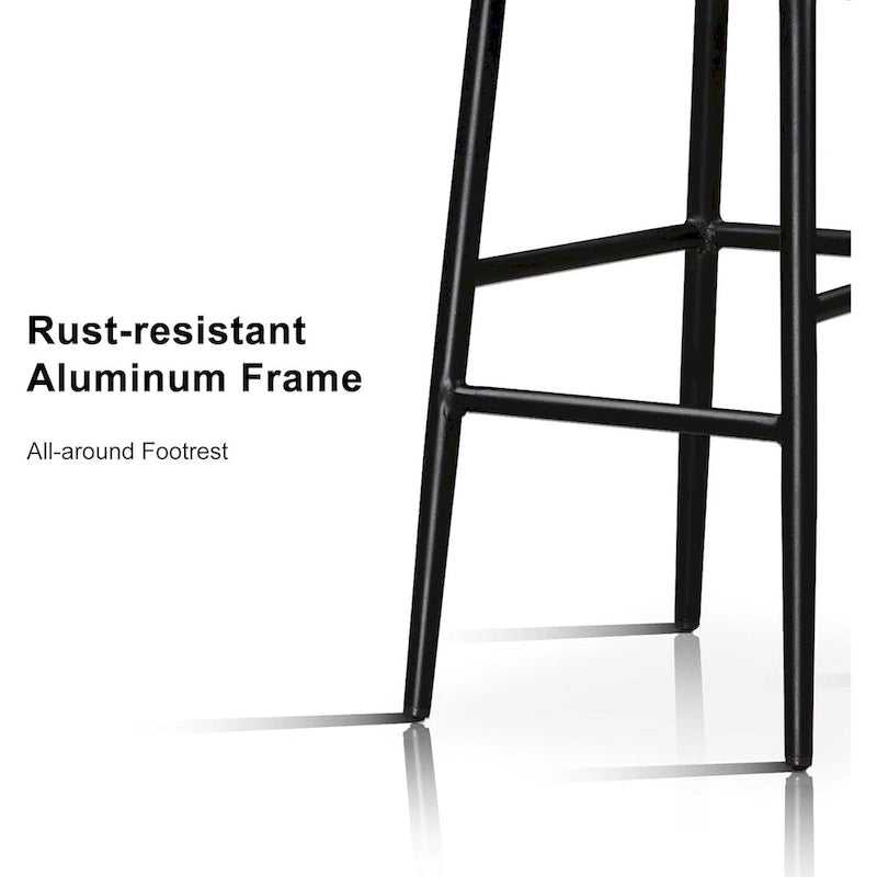 PURPLE LEAF Counter Height Bar Stools Set of 2 Patio Rattan Barstools Modern Aluminum Stools