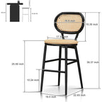 PURPLE LEAF Counter Height Bar Stools Set of 2 Patio Rattan Barstools Modern Aluminum Stools