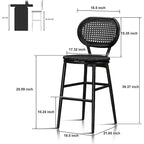PURPLE LEAF Counter Height Bar Stools Set of 2 Patio Rattan Barstools Modern Aluminum Stools