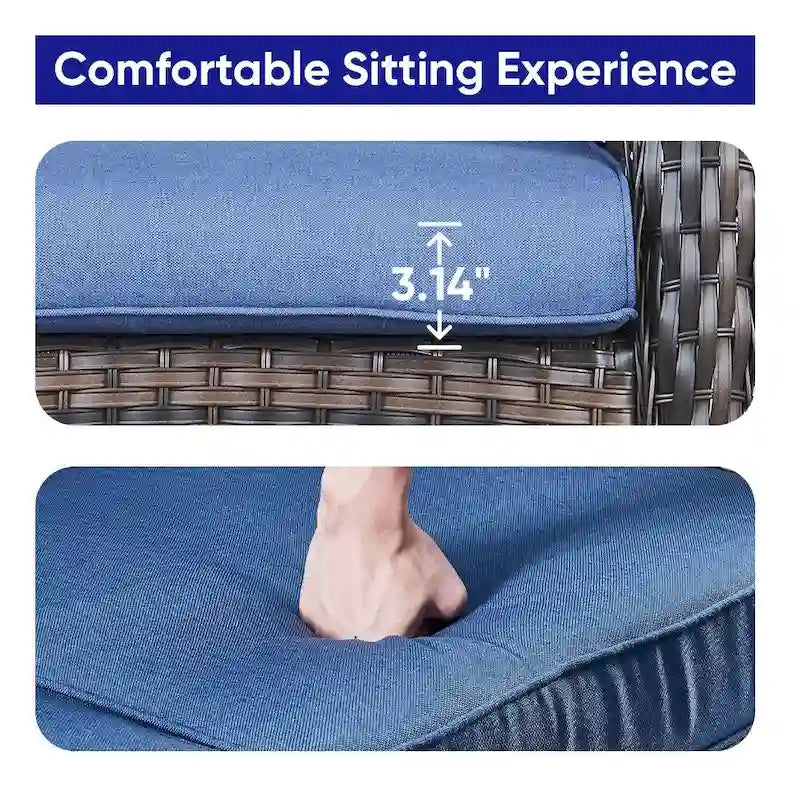 Outdoor Glider Bench Patio Loveseat with Swivel Chair - Brown