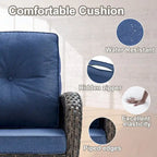 Outdoor Glider Bench Patio Loveseat with Swivel Chair - Brown