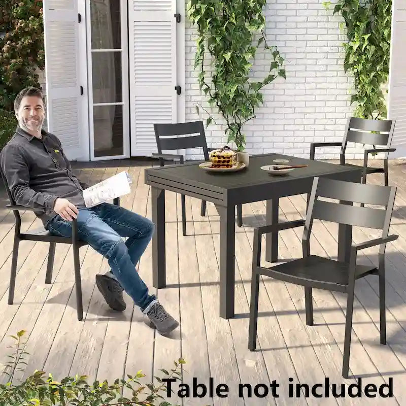 VredHom 2/4 PCS Outdoor Dining Chairs Aluminum Stackable Armchair