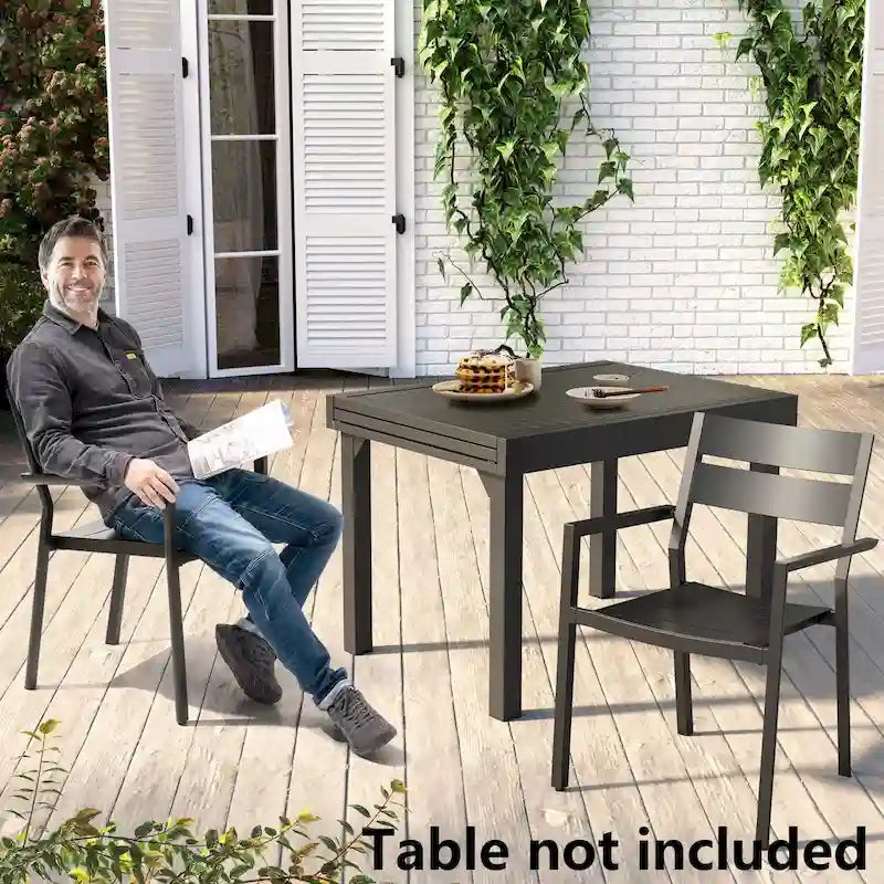 VredHom 2/4 PCS Outdoor Dining Chairs Aluminum Stackable Armchair