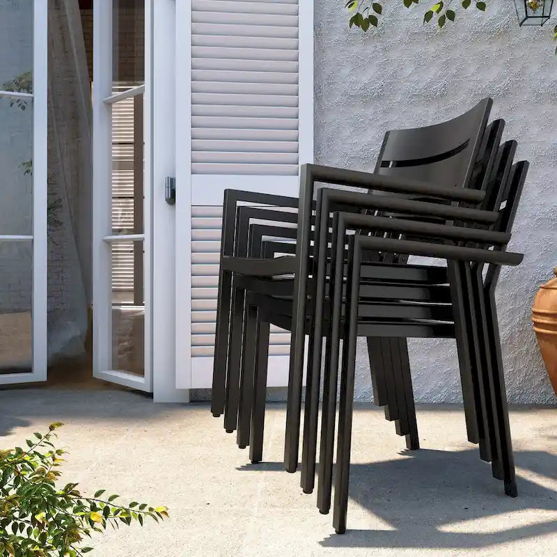 VredHom 2/4 PCS Outdoor Dining Chairs Aluminum Stackable Armchair