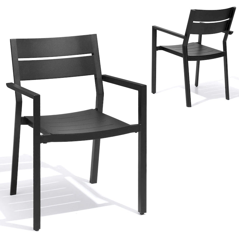 VredHom 2/4 PCS Outdoor Dining Chairs Aluminum Stackable Armchair